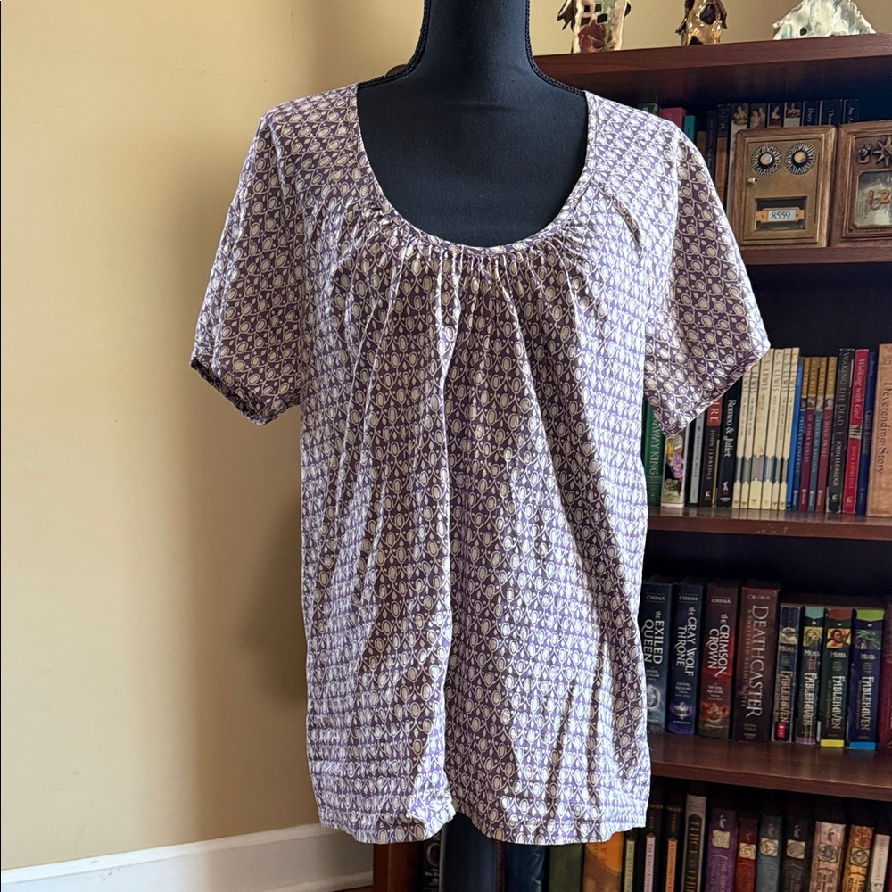The Territory Ahead Purple Geometric Blouse